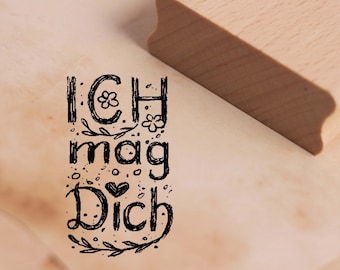 Motivstempel Ich mag dich Stempel Herz Spruch Liebe Freundschaft 28 x 48 mm - Holzstempel Stempeln Basteln Scrapbooking Embossing - Geschenk