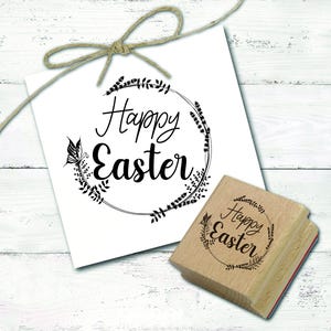 Timbro con motivo Buona Pasqua - Timbro corona d'epoca Pasqua 48 x 47 mm - timbro in legno scrapbooking timbro pasquale regalo primavera