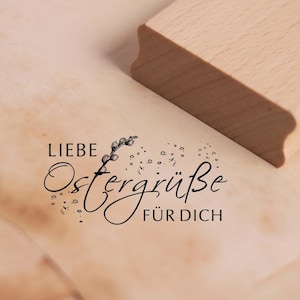 Tampon motif "Joyeux vœux de Pâques pour vous" - Tampon chaton en bois 98 x 48 mm - Scrapbooking Embossage Loisirs créatifs Stamping Créativité