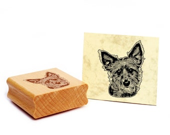 Timbro con motivo Timbro Australian Terrier cane timbro in legno 40 x 48 mm - idea regalo proprietario del cane fan del cane regalo per amante dei cani