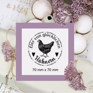 Stempel Eier von glücklichen Hühnern - Motiv schwarzes Huhn - Motivstempel für Eierkarton Eierschachtel Eierverpackung 68x68mm - Holzstempel Bild 6