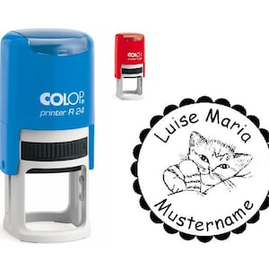 Timbre Ingenues Kids&#39; Cat » avec nom personnel Nom cadeau École Début école école enfant enfants chaton hangover