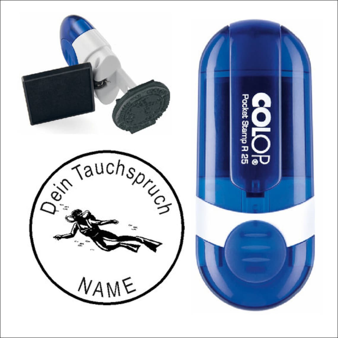 DIVING STAMP Stamp DIVER 3 Motif Name Diving Logbook Etsy UK