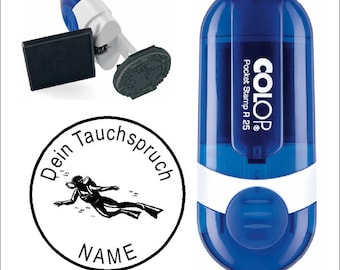 TAUCHERSTEMPEL Stempel « TAUCHER 3 » Motiv Name Tauchen Logbuch Tauchspruch Tauchername Tauchstempel Geschenk Tauchlehrer Tauchschule