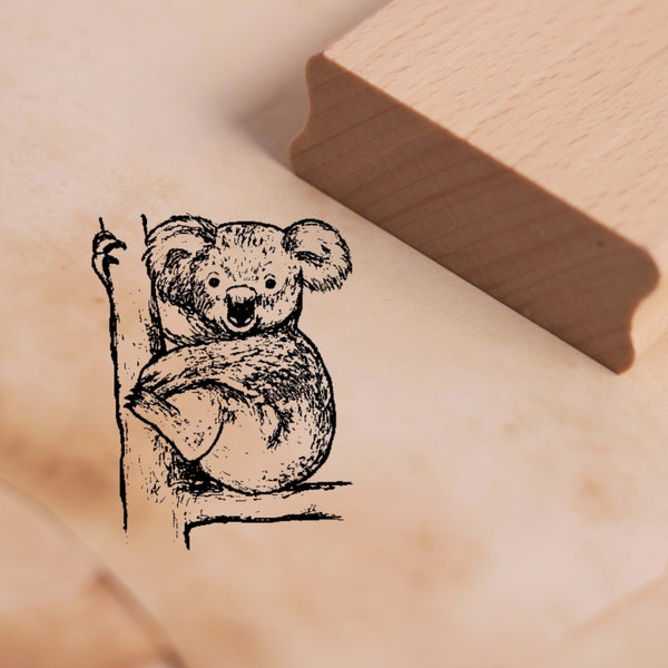 Stempel Süßer Koala - Motivstempel ca. 38 x 48 mm • Holzstempel Embossing Scrapbooking • Kindergarten Schule Kinder Australien Lehrer Natur