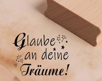 Motif Stamp Believe in Your Dreams Stamp Stars 48 x 36 mm - Timbre en bois Scrapbooking Tampons en relief Artisanat - Cadeau Anniversaire