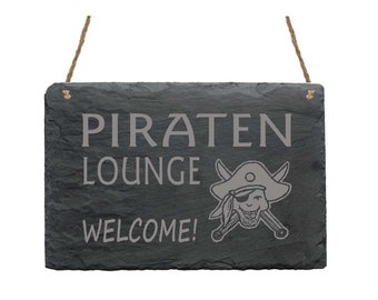 Ardoises " PIRATENLOUNGE " Panneau ardoise Pirat Pirates Pirates Lounge Bienvenue Entrée Accueil Porte d’entrée Restaurant Panneau décoratif