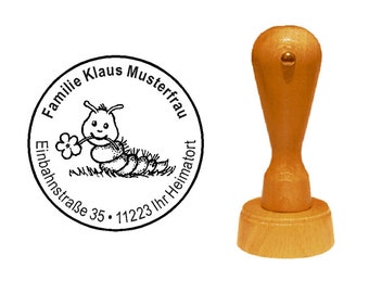 Stempel Holzstempel Raupe mit Blume