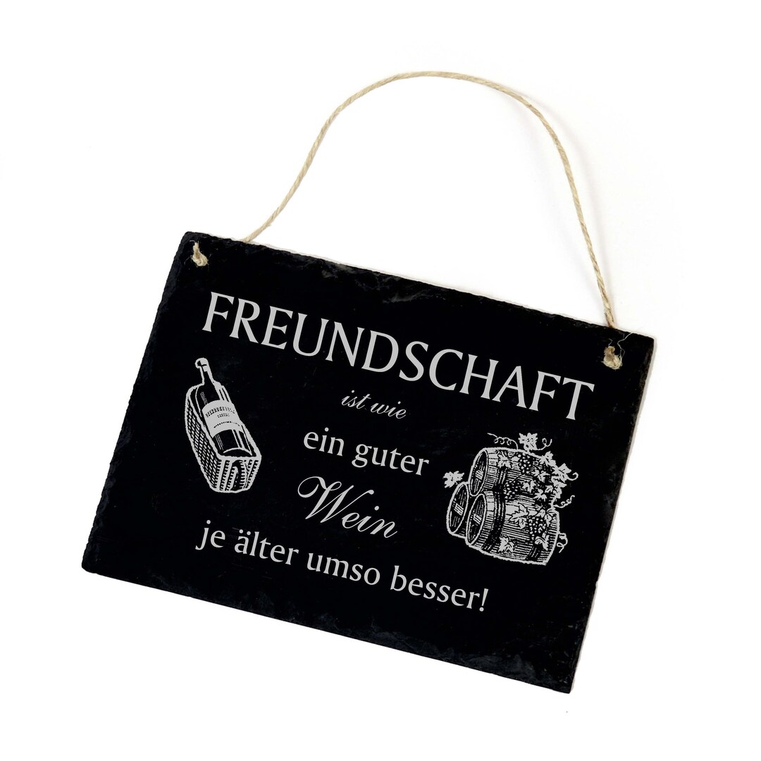Schiefertafel Spruch Freundschaft ist wie ein guter WEIN 22 x 16 cm