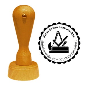 Stamp « TISCHLER » Address stamp Name Motif Address Profession Guild Sign Joinery Carpenter Wood Workshop Company Operation Master Furniture