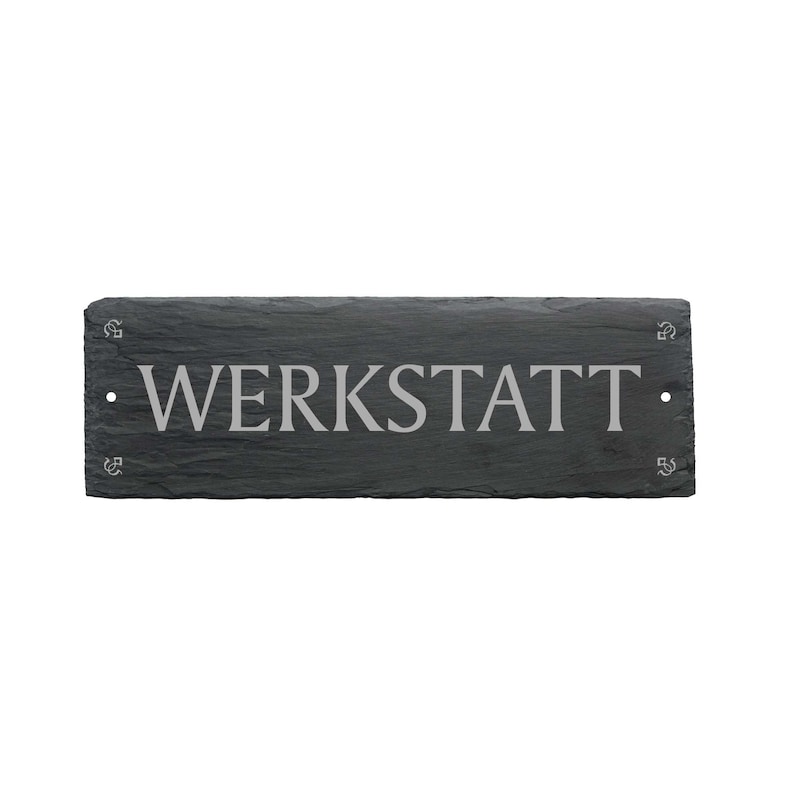 Schiefertafel Schild WERKSTATT Schiefer Türschild Hinweisschild Geschenk Heimwerker Handwerker KFZ Mechaniker Garage Papa Opa Reparatur Bild 1