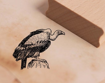 Motif stamp vulture on stake - stamp bird of prey vulture wooden stamp 48 x 38 mm - scrapbooking embossing stamping crafting gift