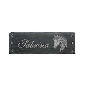 Horse box sign « ANDALUSIER » made of slate 22 x 8 cm stable sign box sign