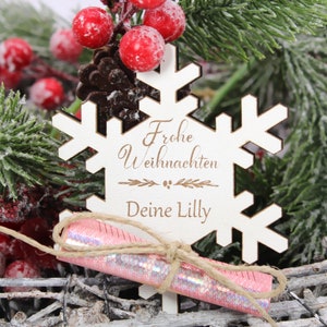 Floco de neve de presente em dinheiro Feliz Natal - incluindo texto desejado - sinal para voucher de dinheiro presente inverno Papai Noel