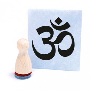 Mini francobollo Induismo Om - francobollo in legno mini francobollo con motivo dimensioni dell'impronta circa Ø12 mm - altezza francobollo piccola 2,5 cm - idea regalo ufficio yoga