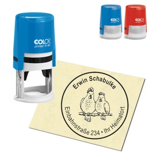 Stamp Address stamp personalized - chickens - about ∅ 40 mm