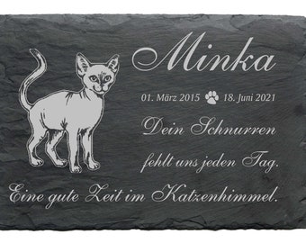 Commemorative plaque Sphynx cat with name and date • 22 x 16 cm saying engraving motif • Gravestone Animal gravestone Animal grave Grave Burial Cemetery Grave