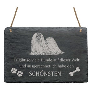 Schiefertafel « MALTESER - schönster Hund » Hunde Spruch Schild Dekoration Hunderasse Türschild Geschenk Hundebesitzer Hundezucht Malta