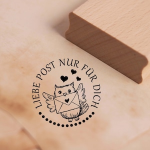 Motif Stamp Love Post solo para ti Stamp Owl Hearts 38 mm x 38 mm - Sello de madera Scrapbooking - Carta Regalo Mama Abuela Pen pal