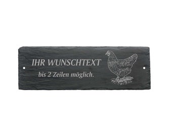 Wetterfestes Türschild « SCHWARZES HUHN » mit Wunschtext oder Name - ca. 22 x 8 x 0,5 cm Schild Namensschild Familie Klingel Henne Bauernhof