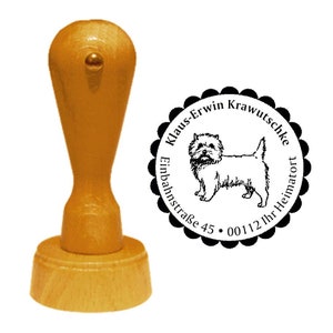 Address stamp dog «WEST HIGHLAND white TERRIER 01» with personal address and motif-stamp name wooden stamp dog breed Scotland