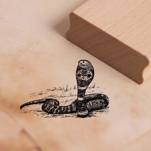 Motiefstempel cobra slang - stempel houten stempel 58 x 38 mm - scrapbooking embossing ambachtelijke stempelen - koning cobra cadeau idee