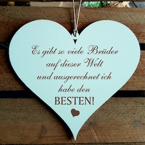 Shield HEART Best Brother of the World - with Saying - Decoration Sign Door Sign Wall Sign Decoration - Gift Birthday Thank You Christmas Thanks