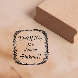 Sello con motivo Gracias por su compra marco - sello de madera 48 x 48 mm - scrapbooking relieve artesanía estampado regalo del cliente