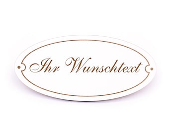 Oval sign with desired engraving - self-adhesive door sign 15 x 7 cm • Shabby decorative sign decoration wall decoration door decoration • Name engraving