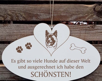 Sign with heart «SCHÖNSTER dog of the world-Japanese AKITA» saying dog breed Japan decoration gift dog owner door sign