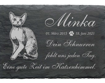 Memorial plaque Devon Rex with name and date • 22 x 16 cm Saying Engraving Motif • Gravestone Animal Gravestone Animal Grave Grave Funeral Cemetery Grave Cat