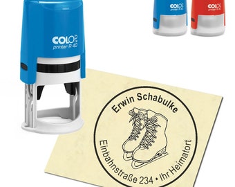 Stempel Adressstempel personalisiert - Schlittschuhe - rund ∅ 40mm