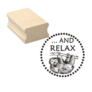 Stamp And Relax - ナマケモノ - 40x40 - 木製スタンプ モチーフスタンプ - グリーティングカード 誕生日 受験 卒業式 卒業式 リラックス リラクゼーション