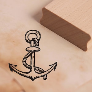 Timbro Ancora - Timbro motivo circa 36 x 38 mm - Scrapbooking Timbro in legno Goffratura - Regalo Mar Baltico Mare del Nord Amburgo maritim Sea Port Nautico