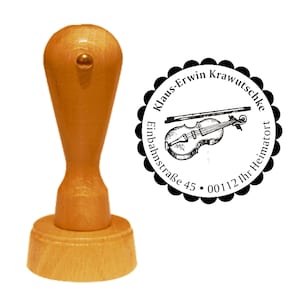 Address Stamp &quot;GEIGE&quot; with personal address - Stamp Wooden Stamp Address Stamp Name Instrument Violin Violin Orchestra Concert