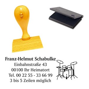 Wooden stamp "SCHLAGZEUG" music - stamp incl. cushion