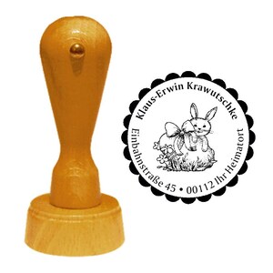 Address stamp « EASTER BUNNY » with personal address and motif - Stamp Wooden stamp Name Easter Bunny Easter Easter Egg Flowers Spring