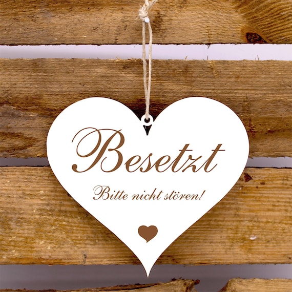 Schild Herz Besetzt - Bitte nicht stören • Türschild zum Anhängen • 13 x 12 cm • Shabby Dekoschild Türdeko Hinweisschild • Toilette WC Klo Schild Herz Besetzt - Bitte nicht stören • Türschild zum Anhängen • 13 x 12 cm • Shabby Dekoschild Türdeko Hinweisschild • Toilette WC Klo