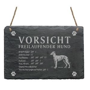 Slate board &quot;GREYHOUND&quot; HUND SCHILD