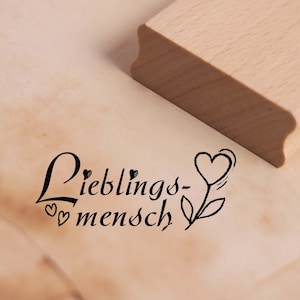Motivstempel Lieblingsmensch Stempel Herz Blume 68 x 28 mm - Holzstempel Scrapbooking Embossing Stempeln Basteln Geschenk Freundin BFF Mama