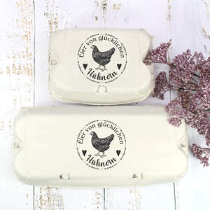 Stempel Eier von glücklichen Hühnern - Motiv schwarzes Huhn - Motivstempel für Eierkarton Eierschachtel Eierverpackung 68x68mm - Holzstempel Bild 4