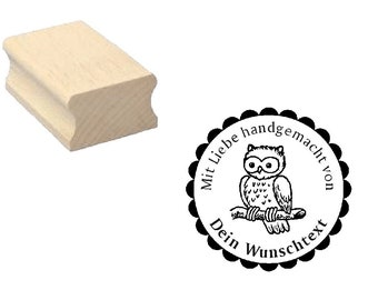 Handmade Stamp sEULE - with Love HANDGEMACHT » + Wish Text Wish Name Name Name Personal Gift Handmade Personalized Night Owl Uhu