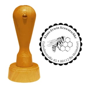 Stempel « IMKER - BIENE an HONIGWABE » Adressenstempel Name Motiv Adresse Beruf Honig Imkerei Bienen Honigbiene Bienenzucht naturbelassen