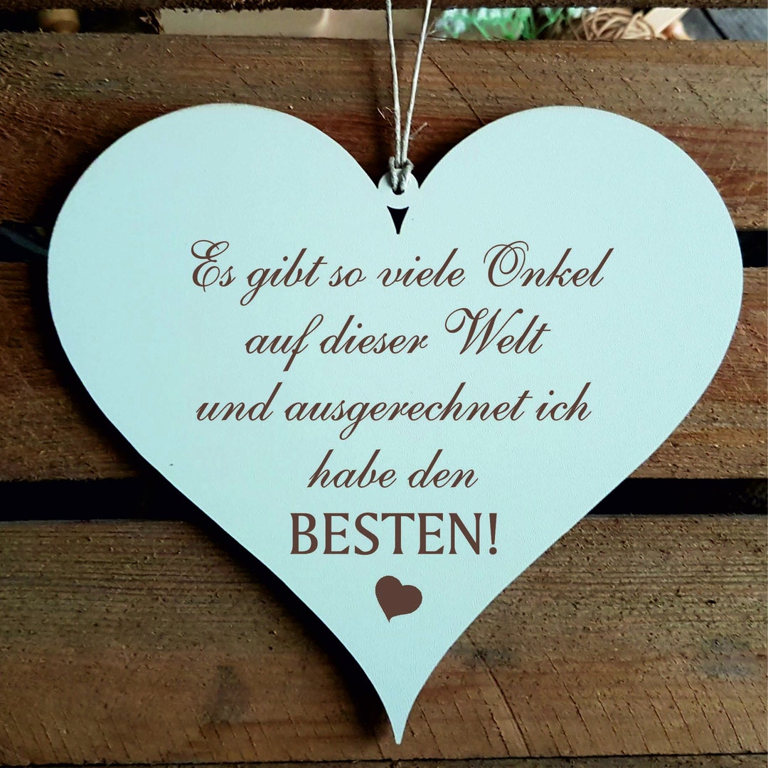 Schild HERZ Bester Onkel der Welt mit Spruch Dekoschild Türschild