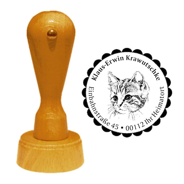 Address stamp «sweet KÄTZCHEN» with personal address and motif-stamp name cat cuddles pet cat breeding kittens