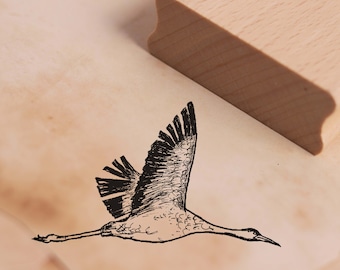 Stempel Fliegender Kranich - Motivstempel ca. 48 x 28 mm - Scrapbooking Holzstempel Embossing - Geschenk Vogel Herbst Winter Natur Kraniche