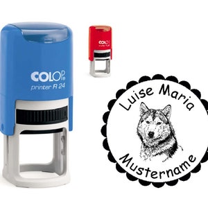 Francobollo francobollo francobollo francobollo "WOLF" con nome personale regalo scuola scuola inizio scuola bambini bambini bambini escogita Husky