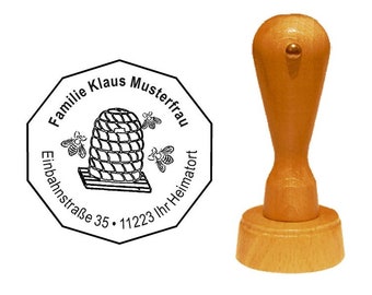 Stempel Holzstempel « IMKER Bienenstock » Honigbienen Bienenzucht Imkerei Bienen Adressstempel Adressenstempel Adresse Anschrift Name Beruf