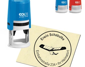 Stamp Address stamp personalized - paraglider - round ∅ 40 mm