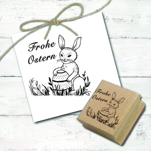 Stamp Happy Easter - Easter Bunny Easter Egg - 40 x 40 mm - Motif Stamp Wooden Stamp Vintage Easter Stamp Scrapbooking Stamping Crafting School